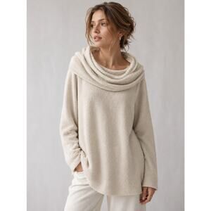 Barefoot Dreams CozyChic Ultra Lite Coastal Cowl Neck Tunic Sweater NWT 1X Sand